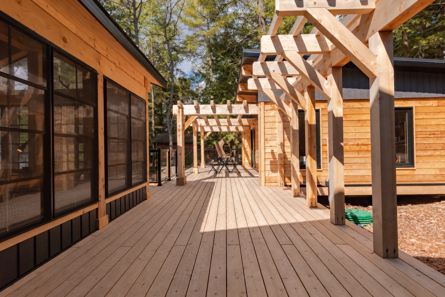 Cedar timber deck and house